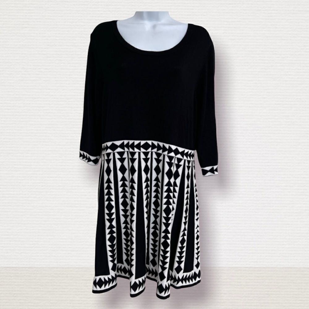 Nina Leonard Geometric print Sweater Dress PXL